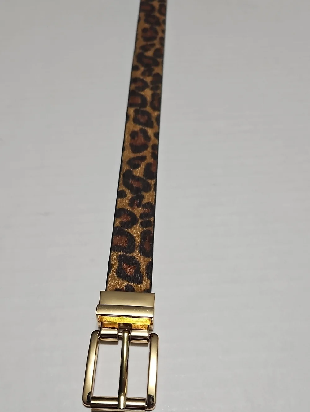Women's Reversible Gold Buckle Leopard Print & Black Belt Size M/L